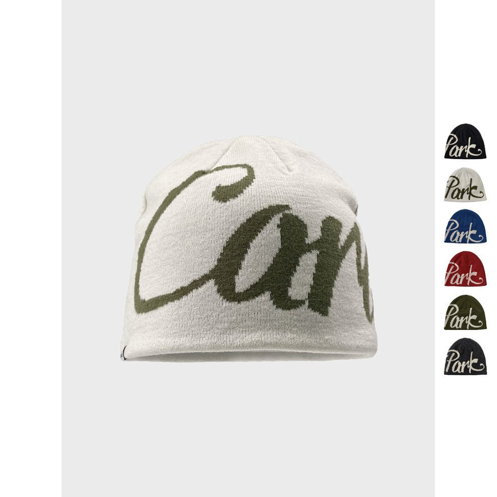 American Street Letter Jacquard Double - sided Wear Knitted Hat