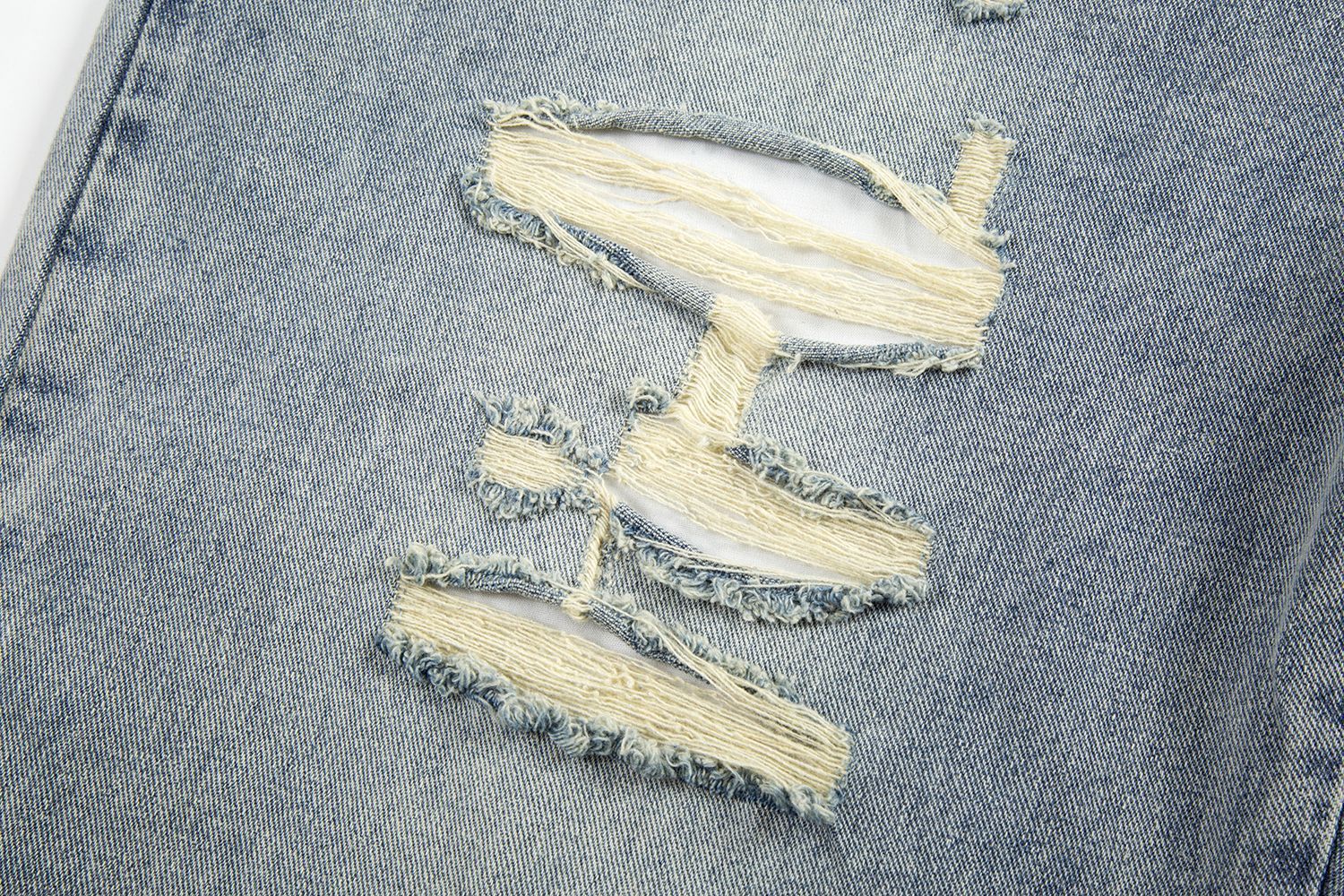 High Street Washed Loose Wide Leg Profile Ripped Cat Beard Inside - out Wear Jeans