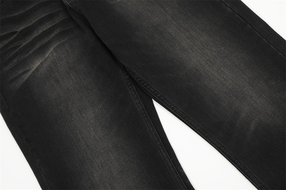 Washed Black Straight Jeans For Men