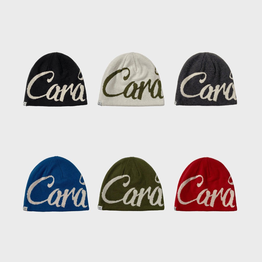 American Street Letter Jacquard Double - sided Wear Knitted Hat