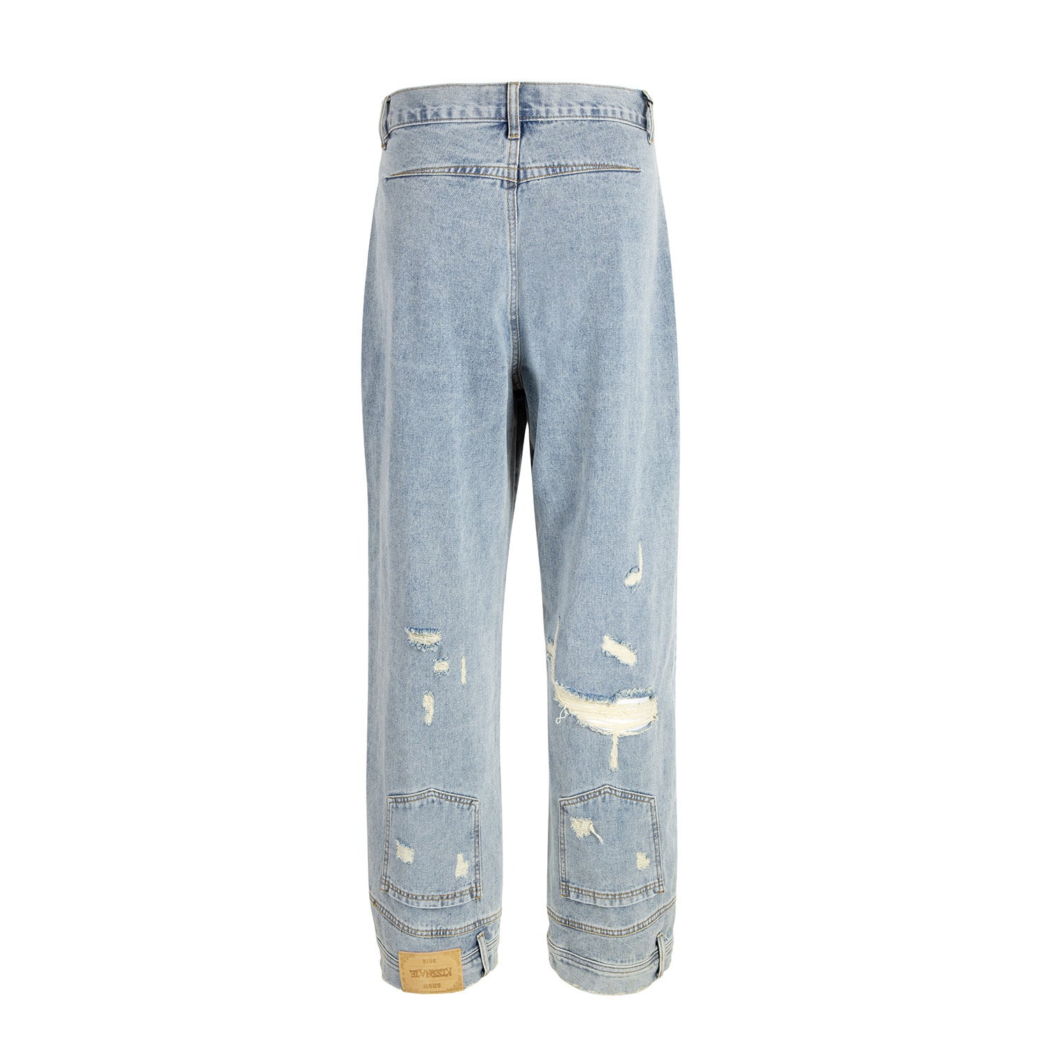 High Street Washed Loose Wide Leg Profile Ripped Cat Beard Inside - out Wear Jeans