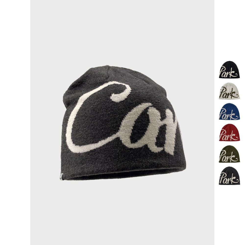American Street Letter Jacquard Double - sided Wear Knitted Hat